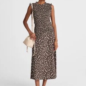 Madewell Smocked Sleeveless Midi Dress Size 10 NWT NV468